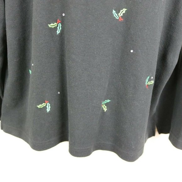 Quacker Factory Womens Blouse Long Sleeve Black - Picture 5 of 7